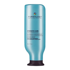 Strength Cure conditioner bottle, blue with black base and smooth top