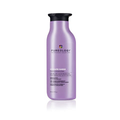 Pureology Hydrate Sheer shampoo bottle with purple bottle and black cap