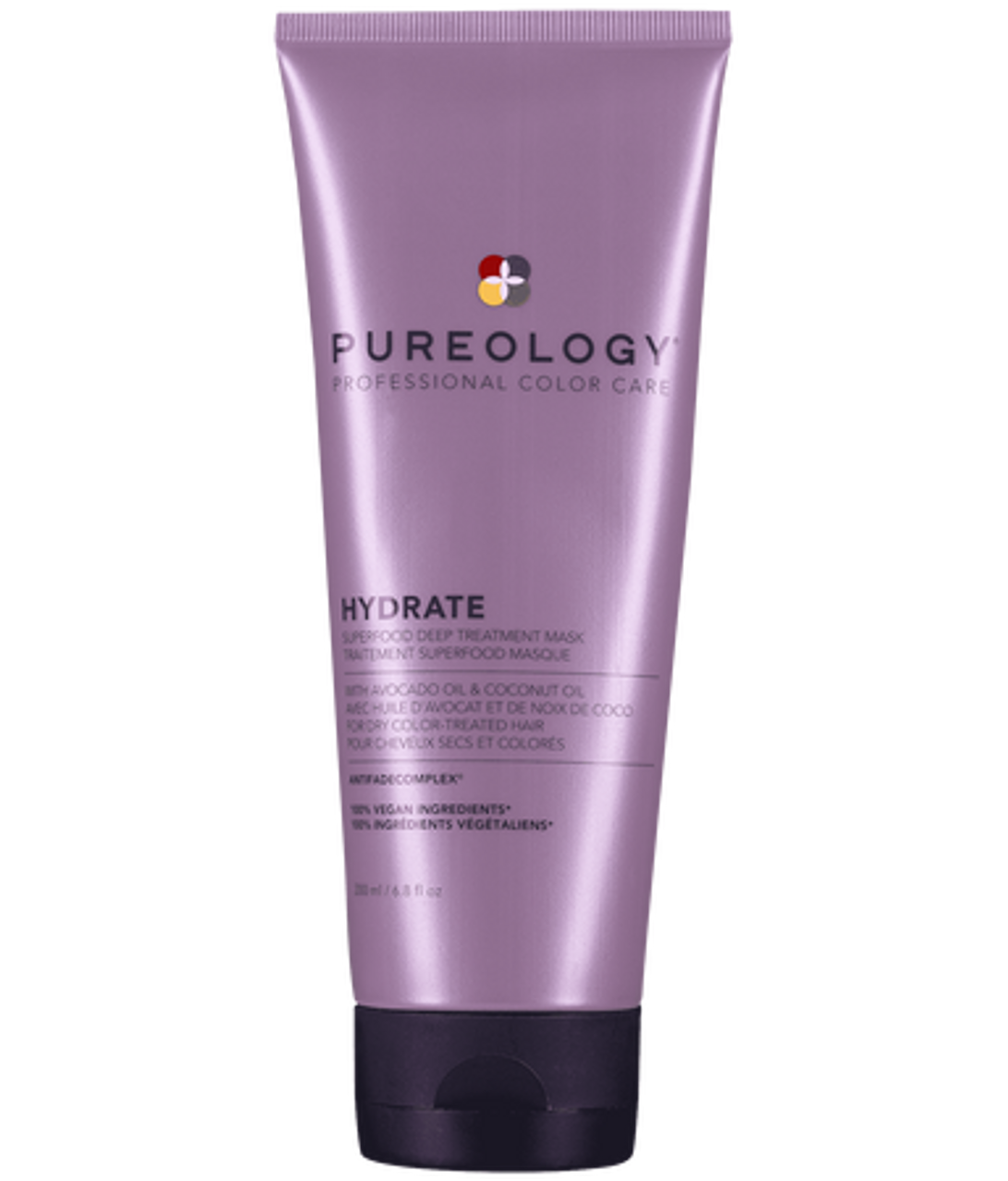 Pureology Hydrate Superfood treatment mask tube, purple squeeze bottle