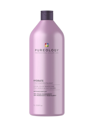 Pureology Hydrate conditioner bottle, lavender-pink pump-style cap, 1L