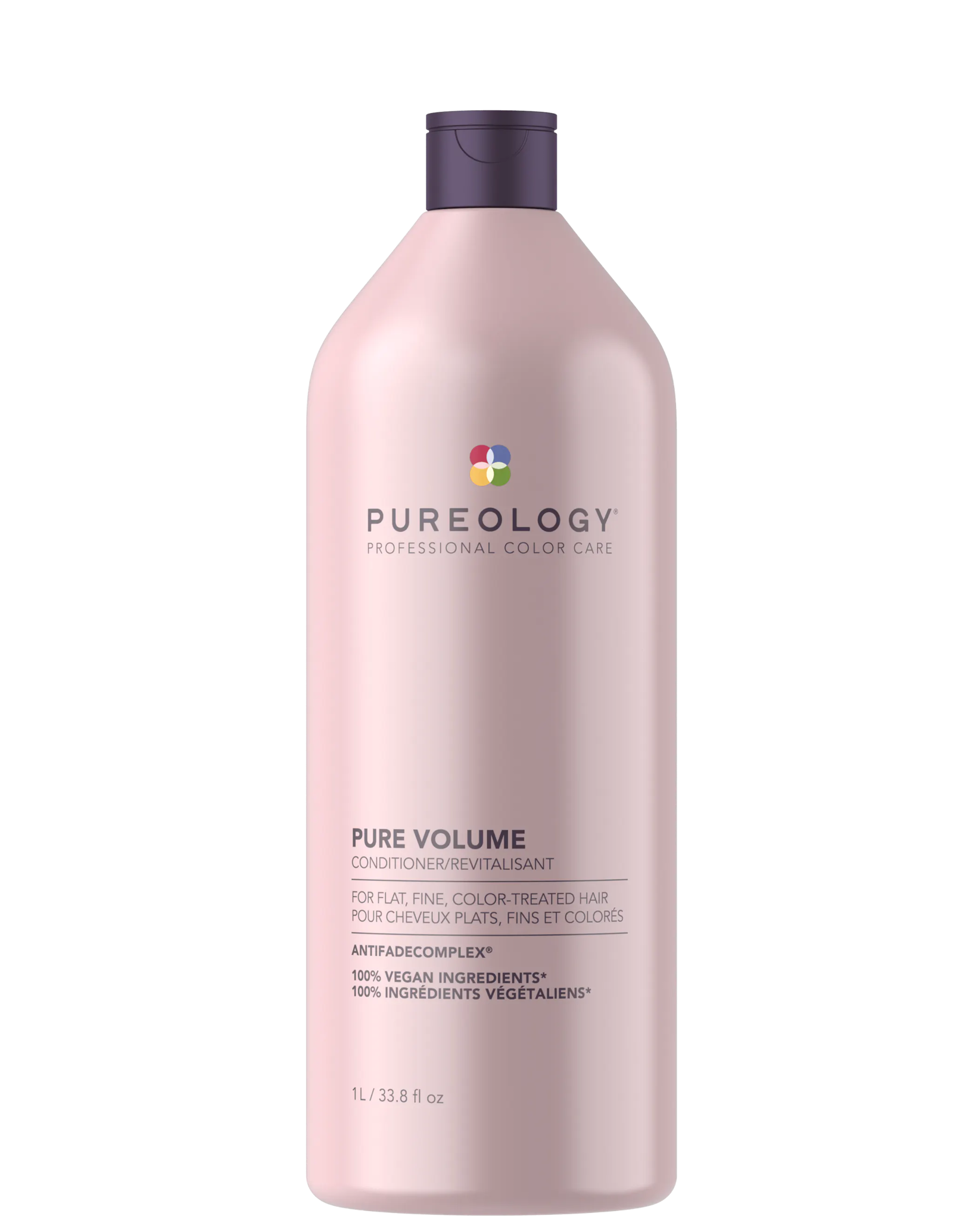 Pureology Pure Volume conditioner bottle, 1L, pink bottle with purple cap
