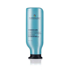 Pureology Strength Cure conditioner bottle, blue with black cap, 266 ml