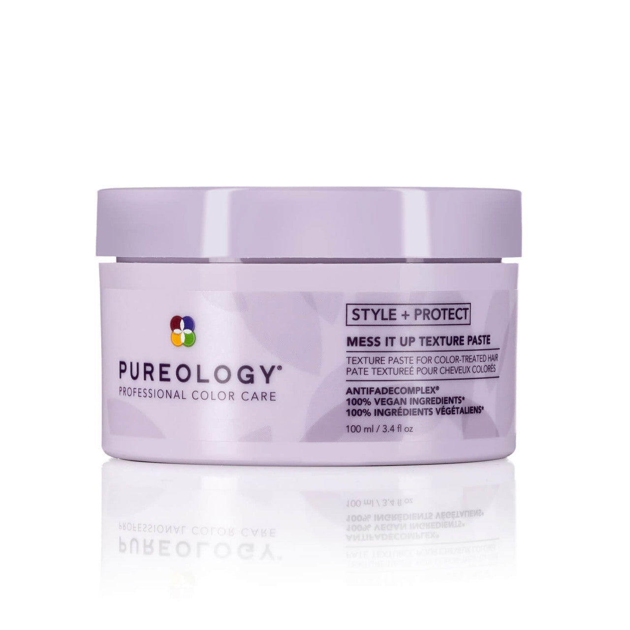 Pureology texture paste jar, 100 ml, lavender plastic tub with lid