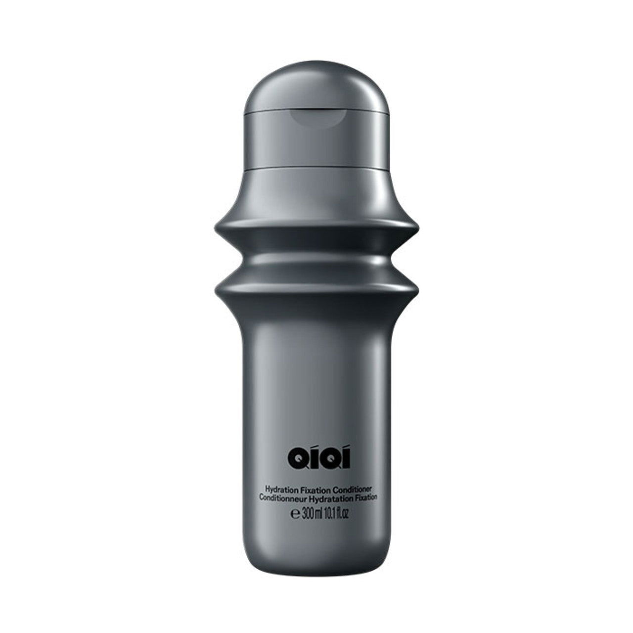 Dark gray conditioner bottle with silver cap and QIQI label, 300 ml