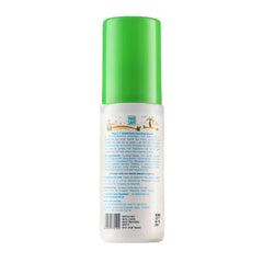 Mineral-based sunscreen bottle back label with white body and green cap