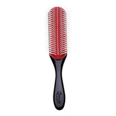 Denman D4 hair brush with red bristle rows and black handle