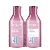 Redken Volume Injection shampoo and conditioner bottles, purple pump bottles