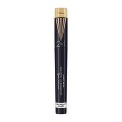 Mascara tube, dark black 2-in-1 formula with gold top and twistable brush, 7ml