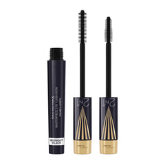 Mascara set with two black tubes and two wands with ridged bristles