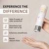 White hair product tube with silver cap held in hand