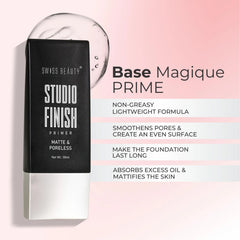 Facial primer tube with black label and white base, non-greasy light formula