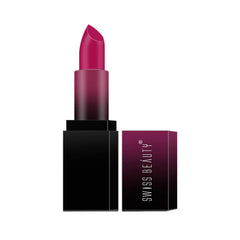 HD matte lipstick and box, fire pink bullet in black tube