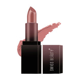 HD matte lipstick in Bare Blush shade, mauve lipstick bullet in black case