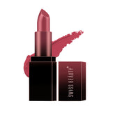 Matte lipstick in mauve-pink shade, with bullet tip and lipstick smear