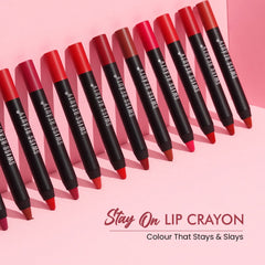 Matte lip crayons with multiple pointed tips in red-brown shades