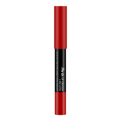 Red matte lip crayon stick, black labeled body