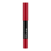 Pink rose matte lip crayon with red cap and black barrel