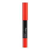 Matte lip crayon in red tube with black label band, twist-up style.