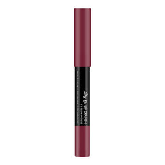 Matte finish plum lip crayon in slim tube with pointed tip