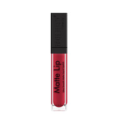 Matte lip liquid lipstick bottle with black cap, red liquid shade.
