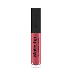 Matte lip liquid lipstick tube with rose-mauve nude liquid, matte finish