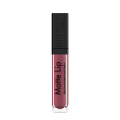 Matte lip liquid lipstick tube with doe-foot applicator, nude-mauve shade
