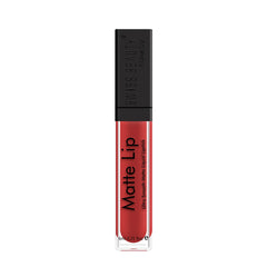 Matte lip liquid lipstick tube in red with black cap