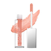 Plump-up wet gloss lip gloss in clear tube with pink nude applicator wand