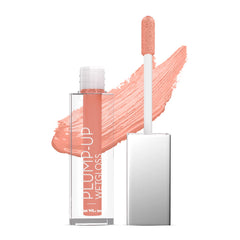 Plump-up wet gloss lip gloss in clear tube with pink nude applicator wand