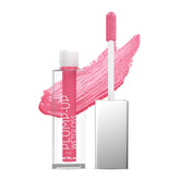 Plump-up wet gloss in a pink shade with applicator wand and mini bottle