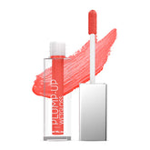 Red wet gloss lip plumper with clear tube and applicator wand, glossy finish