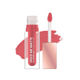 Matte liquid lipstick in pink nude shade with doe-foot applicator and cap