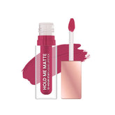 Matte liquid lipstick with pink tube, cap, and doe-foot applicator
