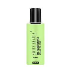 Green aloe nail polish remover bottle with black cap, acetone-free label