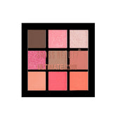 Eyeshadow palette with 9 pans in dark brown, rose, pink, and bronze shades