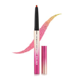 Holographic eyeliner in a slim pink pen with gold-pink glitter wing swatch