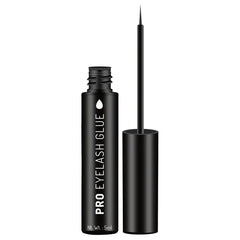 Black pro eyelash glue bottle with long applicator wand