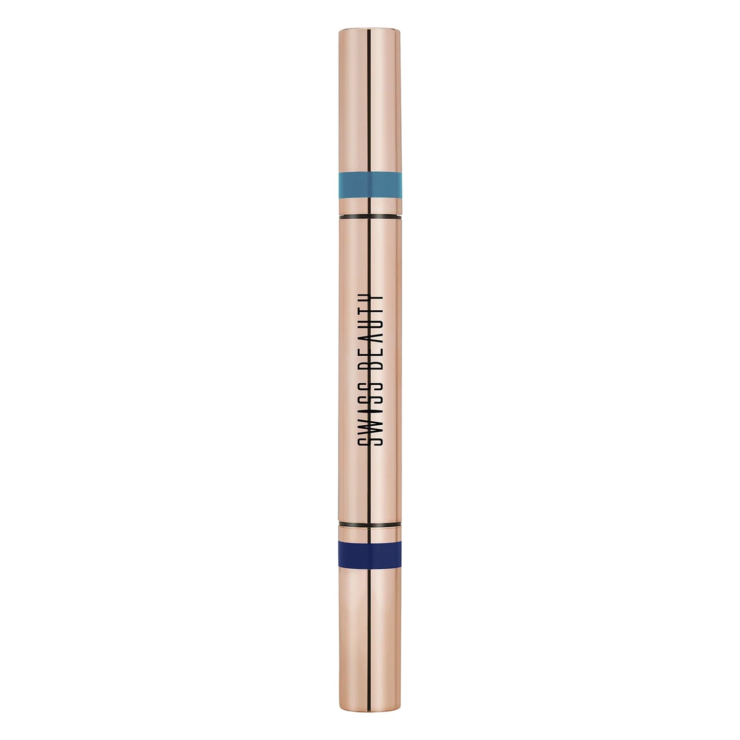 Chrome-and-matte twin eyeshadow stick in light beige with aqua teal tip