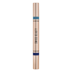 Chrome-and-matte twin eyeshadow stick in light beige with aqua teal tip