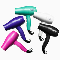 Silver Bullet Baby travel hair dryers, including white, with black cords