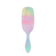 Pastel oval hair brush with multicolor striped top and smooth handle
