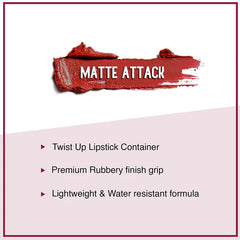 Matte lipstick swatch on product panel, with red smear at top
