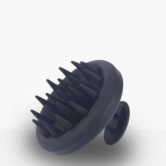 MUVO scalp brush with curved handle and flexible bristles, dark