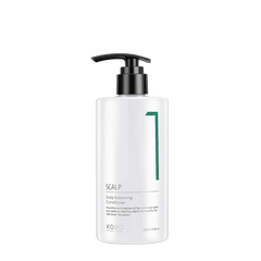 KOBO scalp balancing conditioner bottle with pump, white bottle and black dispenser