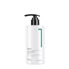 KOBO scalp balancing shampoo bottle with black pump, white, 320 ml