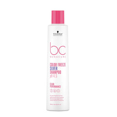 BC Bonacure Color Freeze Silver shampoo bottle with pink cap, white bottle