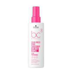 BC Bonacure Color Freeze spray conditioner bottle with pink pump, white and pink