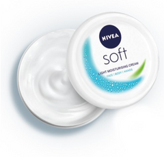 NIVEA Soft moisturizing cream jar with white cream and blue label
