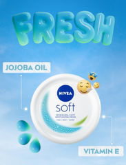NIVEA Soft moisturizing cream jar with white cream and NIVEA Soft label
