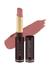 Non-transfer waterproof matte lipstick, dusty rose shade, bullet in gold tube